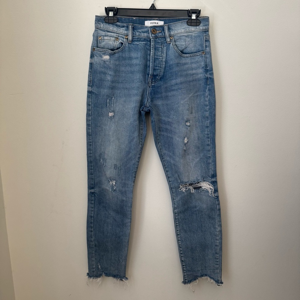 Pistola Distressed Nico High Rise Mom Fit Jeans Size 25
